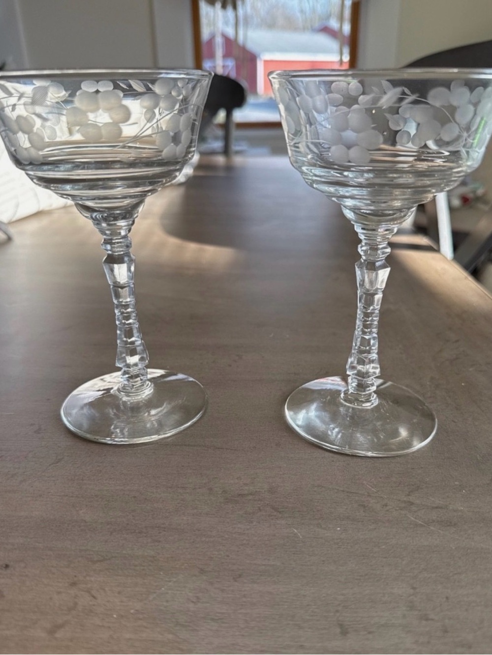 Libbey Rock Sharpe Berkley Floral Coupe Champagne Glasses - Clear Crystal